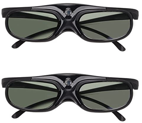 Lunettes 3D, 2pcs 144Hz 3D Active Shutter Lunettes, DLP Link LCD Lentille 3D Lunettes pour 3D DLP Orojectors Rechargeable 3D Active Shutter Lunettes