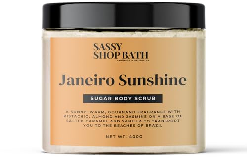 Sassy Scents Janeiro Sunshine Sugar Body Scrub | Exfoliating + Hydrating | Soft Smooth Skin | 400g