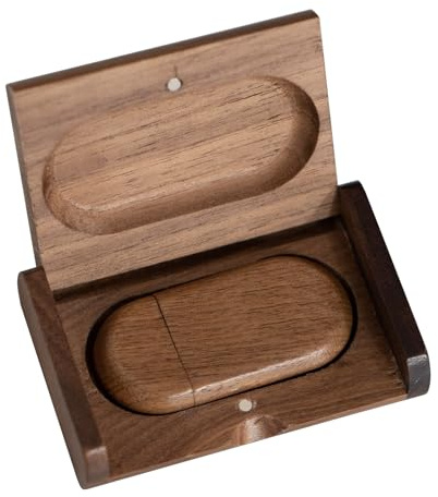 Clé USB 3.0 en bois de 64 Go avec boîte en bois de noyer pour ranger des photos TATMOHIK - Pour anniversaire, mariage ou autres fêtes