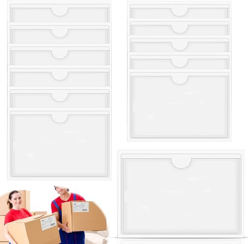 ENUTROF Etikettenhalter Selbstklebend 12Stk 15.5X22cm Windschutzscheibe Klebetasche Selbstklebende Visitenkartentaschen Transparent Sortieren für Zuhause Büro Schule Organisieren und Sortieren