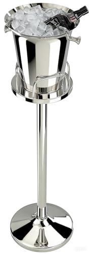 Ice Bucket with Stand Champagne Ice Bucket for party Stainless Steel Standing Champagne Ice Bucket Ice Cube Container Chiller Wine Bucket on Stand for Beer Bar BBQ Wedding KTV Club Kitchen & Bar Wares