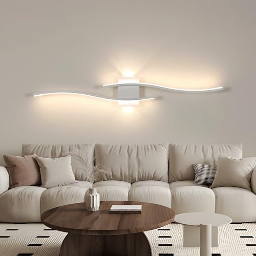 Comely Lampada da Parete LED Interno, 27W 3000LM Lungo Applique da Parete Moderne, Lampada a Muro Up Down per Soggiorno, Camera da Letto, Corridoi, Luce Bianca Neutra 4500k, (Bianco)