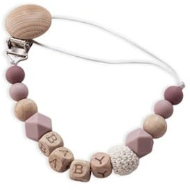Personalisierte Gestaltetes Schnullerkette，Für Junge Oder Mädchen,Weiche Flexible BPA Frei,Geschenk Zur Geburt, Schwangerschaft Oder Taufe(Lotuswurzel Rosa)