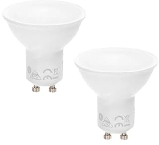 PRENDELUZ Lámparas LED GU10 Bluetooth MESH 2 piezas, CCT, control remoto, ideales para iluminación inteligente y adaptable en espacios diversos.