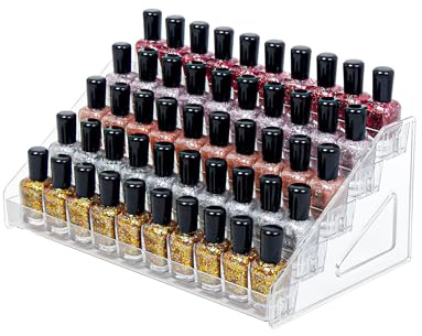 DTXIAQIAO 5-Tier Clear Acrylic Nail Polish Storage, Holds 40-80 Bottles, Multi-Purpose Nail Polish Rack, Sunglasses, Essential Oils and Cosmetics
