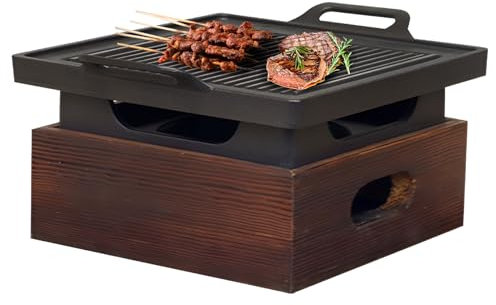 Parrilla de barbacoa de 9 pulgadas, antiadherente, portátil, para camping, picnic y viajes