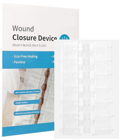 Wundnaht Streifen 8 x 15cm Wundnahtstreifen KlammerpflasterB Wundverschlussstreifen Verband Selbstklebend für Camping Outdoor