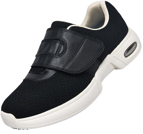 Ciabatte Uomo Invernali,Scarpa Donna con Hook & Loop Scarpe Ginnastica a Strappo per diabetici Chiusura in Memory Foam Sandali.black-40