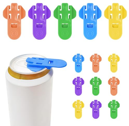 15 Pcs Abrelatas y Tapas Protectores de Bebidas, Abrelatas Manual Fácil de Usar, abridor de latas colorido manuales de anilla a prueba de fugas para latas de refrescos, cerveza y otras bebidas
