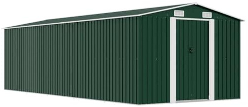 Versear Capanno, Casetta da Giardino, Casetta Attrezzi Giardino, Capanno da Giardino, Capanno per Attrezzi, Capanno Attrezzi da Giardino, in Metallo Verde 257x580x181 cm