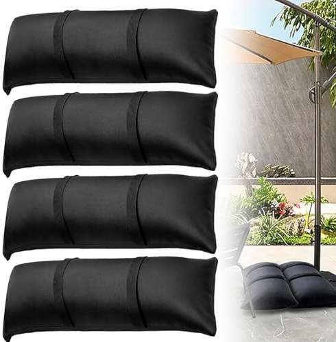 PORFOYO Sacos De Arena Rectos Rellenables: 4 Piezas Bolsas De Peso para Base De Sombrilla, Bolsa Arena Contrapeso para Exteriores, Parasoles, Terraza, Tienda De Campaña Deportiva (Sin Arena)