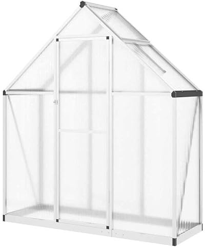 Serra in alluminio con telaio di fondazione, 169 x 58 x 195 cm, per giardino, stabile e resistente alle intemperie, con policarbonato (PC), ideale per la coltivazione di piante