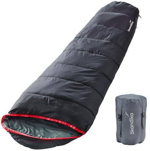 Skandika Alaska - Sac de Couchage sarcophage Momie, Adulte, jumelable, 3 Saisons, jusqu'à -10°C, 220 x 80 cm | Hiver Outdoor Camping Randonnée