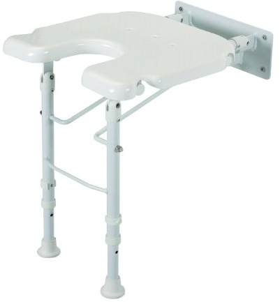 Homecraft Wall Mounted White Line Shower Seat (Eligible for VAT relief in the UK), Fold Away Seat with Drop Down Legs, Safe Bathing and Showering in the Bathroom, Elderly, Disabled, Handicapped