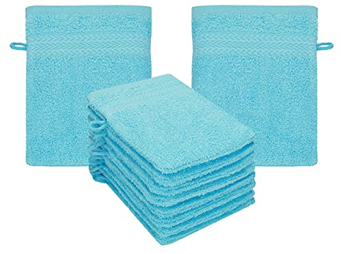 Betz Waschhandschuhe Premium 10 Stück 16x21 cm – 100% Baumwolle 470g/m² – Weiche Frottee Waschlappen – Pflegeleicht & saugstark - Farbe türkis