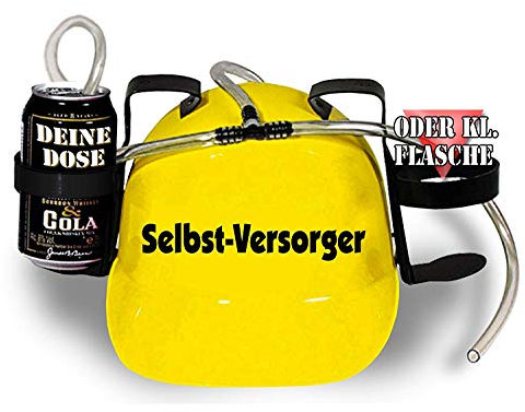 Trinkhelm Spaßhelm mit Printmotiv - Selbst-Versorger- 51651 - versch. Farben zur Wahl Farbe gelb