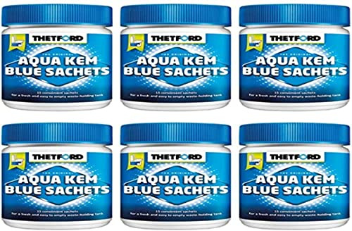 Thetford Mixte LOT 6 X AQUA KEM BLUE SACHETS WC CHIMIQUE ENTRETIEN THETFORD CARAVANE TOILETTES PRODUIT, bleu, Grande EU
