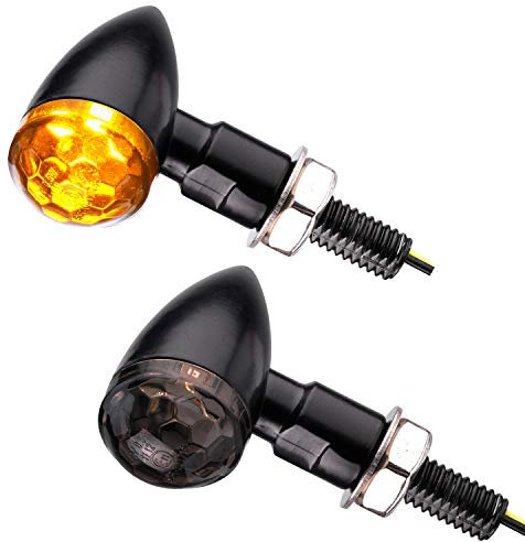 Germany Motorsports Motorrad LED Mini Blinker Bullet Style schwarz smoke getönt e-geprüft 1 Paar