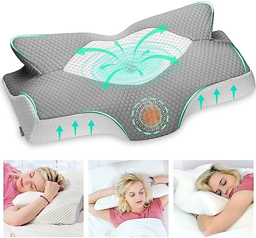 Elviros Almohada Cervical de Espuma Viscoelastica con Memoria, Almohada Ortopedica para Soporte de Cuello, Almohadas Ergonómico para Dormir de Lado y Boca Arriba 12