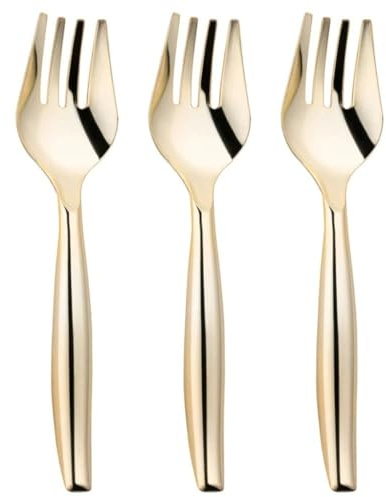Kaya Elegant Gold Plastic Disposable Serving Forks (Pack of 5) – Premium Quality, Reusable & Heavy-Duty Cutlery for Parties & Events