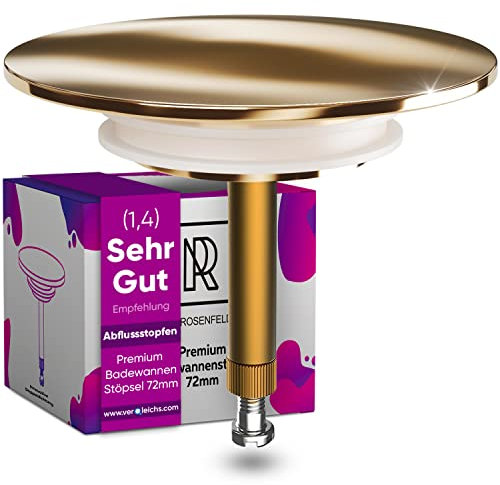 Mr Rosenfeld Home - Tapón de baño Dorado Ø 72 - Dorado - Latón con Doble Junta - Antióxido - Accesorios de baño