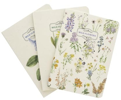 Grupo Erik - Lot de 3 Carnets Wild Flowers, Carnet de Notes A6, Notebook, Carnet de Voyage, Carnet de Recettes, Journal Intime