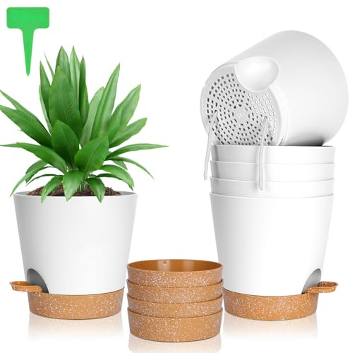 OFFCUP Vasi per Piante Autoirriganti, 6pcs Vasi Decorativi Interni Moderni per Casa e Ufficio