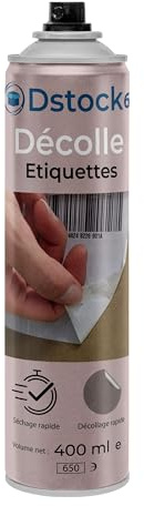 DSTOCK60 - Décolle étiquettes 400 ml, Aérosol - spray pour décoller les étiquettes - élimine étiquettes, colles et résidus rapidement, dissolvant d'adhésifs