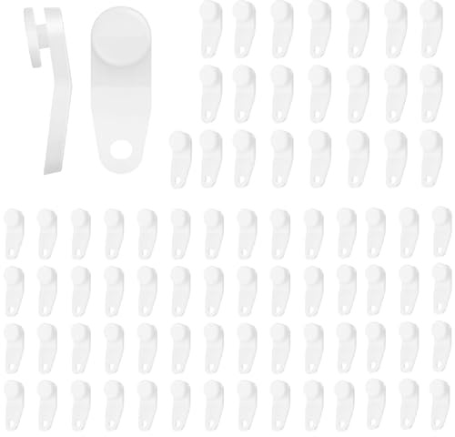 BORISCA 80 PCS Ganchos de Riel de Cortina Ganchos de Cortina de Plástico Blancos No-Punch Silent Ganchos Cortinas Riel Fittings para Barra de Ducha, Riel de Ventana, Persianas