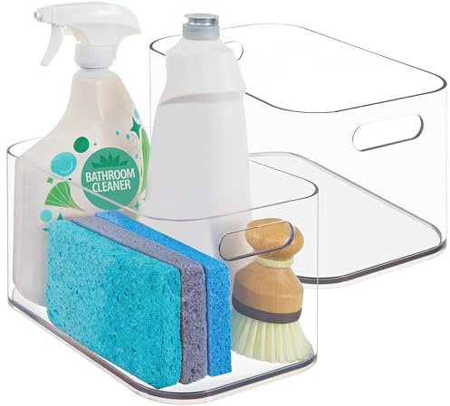 STORi Bliss 10 x 6 Open Clear Pantry Organizer Bin, Set of 2, Plastic Containers with Handle for Kitchen, Fridge, Cabinet, Closet, Bathrom, Undersink Storage Made in USA