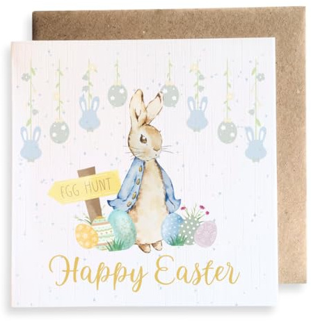 Second Ave Cute Blue Bunny Rabbit Easter Square Card Greeting Card for Boy