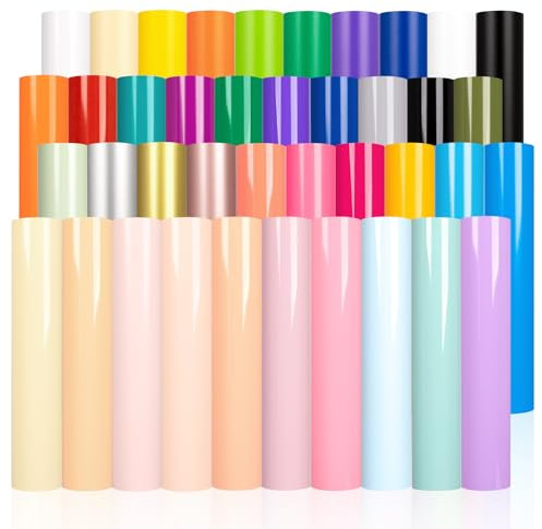 VINYL FROG Vinylfolie Plotter Bundle 40 Stück Plotterfolie Vinyl Blätter 30,5x30,5cm Plotterfolie Selbstklebend für Party Dekoration, Aufkleber, DIY Becher