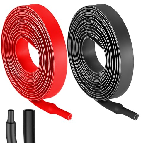 2 stycken krympslang, 4:1 krympslangar vattentät, Ø 12 mm och 2 m längd, krympslang med lim, Heat Shrink-tub, svart (röd) för kabelisolering, markering, kabelbuntning, reparationer