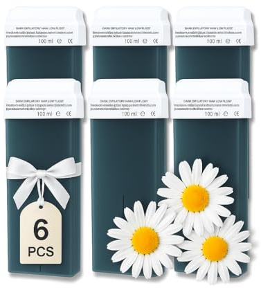 LALILL Cera Depilatoria Roll-on Azuleno 100ml x6 – Cartuchos de Cera Caliente Natural – Para Piernas, Cara, Axilas, Labio – Unisex, Profesional y Uso Doméstico