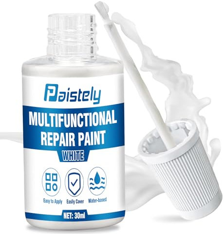 Paistely Pintura para Bañera Blanca, 30ml Barniz Reparador de Esmalte en Reparar Rayones, Grietas y Pequeños Defectos en Bañeras y Lavabos de Cerámica