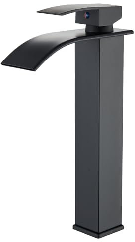 JUNSHENG Miscelatore per Lavabo, Miscelatore per Acqua Calda e Fredda per Bagno, Miscelatore per Lavabo Nero, Miscelatore per Bagno a Una Maniglia