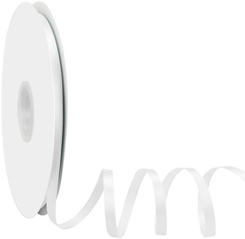 Satinband Schleifenband Weiß, Dooozy 6mm 91m Geschenkband Dekoband, Stoffband für Verpacken Geschenken Weihnachten Hochzeit Dekorieren