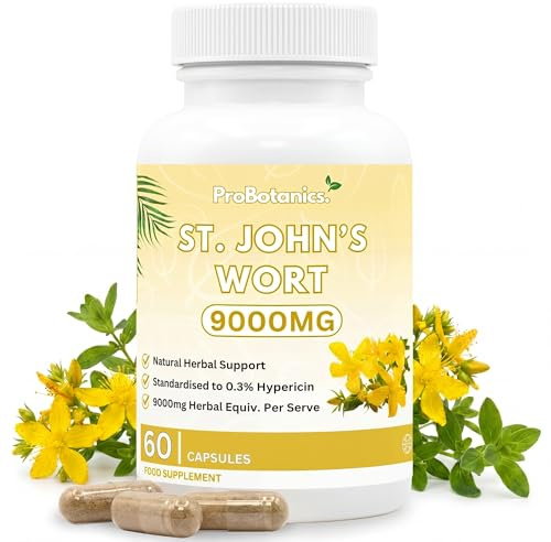 ProBotanics St John's Wort 900mg Maximum Strength | Standardised 0.3% Hypericin Extract | High-Strength Herbal Supplement for Emotional Wellbeing | 60 Vegan Capsules