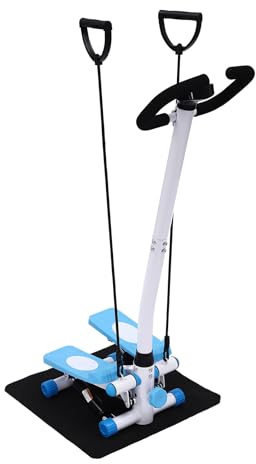 Stair Stepper con Manubrio Stepper Casa per Gambe, Scafo e Glutei, Contatore Funzione Digitale Carico massimo: 150 kg, Blu-Bianco