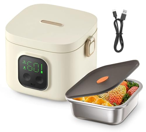 CISSIYOG Scaldavivande Elettrico Portatile, Porta Pranzo Riscaldabile USB, 7 Livelli di Riscaldamento per Auto Camion e Ufficio Schiscetta Pranzo Riscaldabile