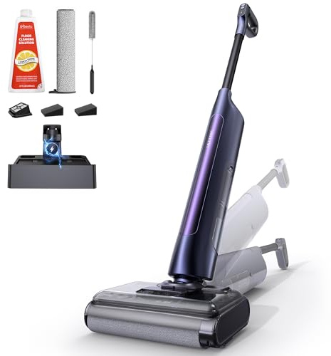 Ultenic AC1 Triflex Aspirapolvere Lavapavimenti, Design Piatto a 180°, 0 mm Pulizia Bordi, Lavapavimenti Senza Fili 3-in-1, Auto-Pulizia, Autonomia 55 min, Anti-Groviglio, Assistente Vocale 5 Lingue