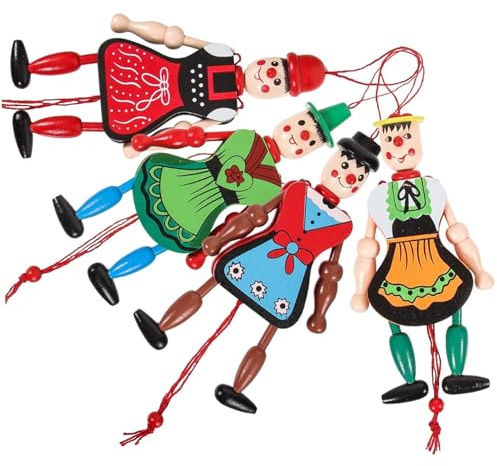 Marionette-dockor Marionette-strängdocka färgglad trästräng docka för barn med rörliga lemmar handgjorda trädockor