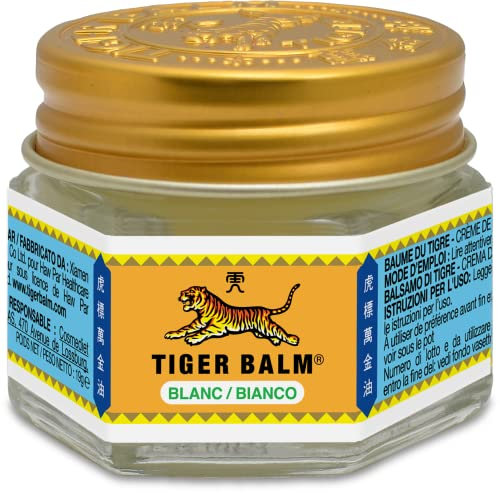 Tiger Balm - BAUME DU TIGRE Blanc - Baume à effet froid - Parfum mentholé - Pour sportifs, après l'effort ou en massage de la poitrine ou des tempes, en massage, pour se relaxer - 19 g