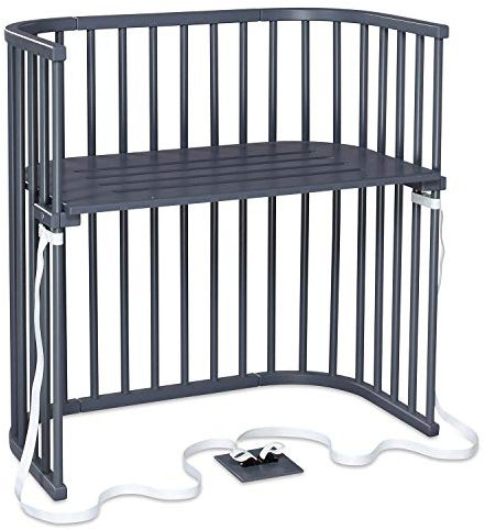 babybay Boxspring Beistellbett aus massivem Buchenholz / kompakt & verwandelbar / Kinderbett Höhe stufenlos verstellbar & umweltfreundlich / mitwachsendes Babybett (schiefergrau lackiert)