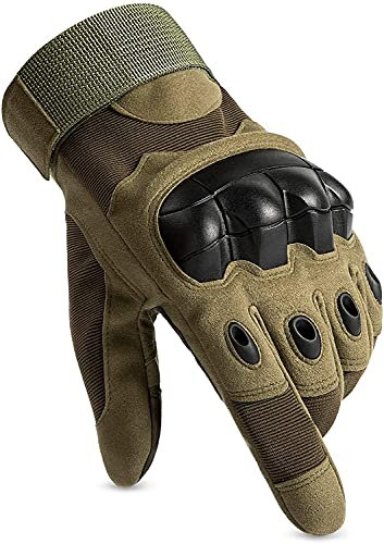 HUNTVP Militar Guantes Pantalla Táctil Tactico Moto Bicicleta para Deportes al Aire Libre Ciclismo Acampada Escalada, Dedo Completo - Verde XL