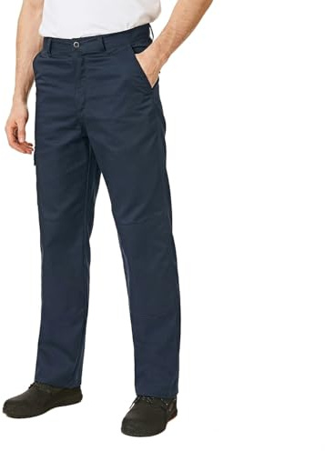 Iron Mountain Pantaloni da Lavoro Uomo Cargo con Tasche Ginocchiere – Pantaloni Workwear Resistenti Cotone Poliestere Multi Tasche Edilizia (Blu Navy, 34W/29L)
