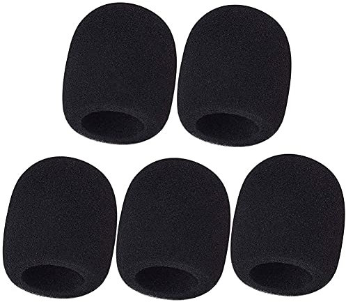 Ainkou 5 x dicke Handmikrofon-Windschutzscheiben-Schaumstoff-Anti-Jet-Schwammabdeckung (schwarz)