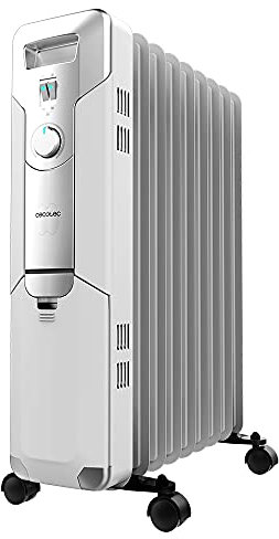 Cecotec Radiador Eléctrico de Aceite ReadyWarm 9000 Space. 9 Módulos, Bajo Consumo, 2000 W, 3 Niveles, Recogecables, Sistema de Seguridad, Ruedas, 20 m2