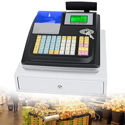 Elektroniskt kassaregister 48 nycklar Digitalt kassaregister med 8 lysdioder LED-display för restaurang/reklam,Black