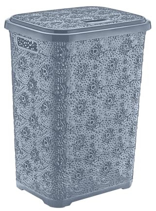 Best House | Plastic Laundry Basket | GREY | 60 Litres | 1Pc | Large | Laundry Bin | Laundry Storage Basket with Lid | Clothes Storage Washing Bin Basket Hamper for Bathroom Bedroom (Pack of 1)